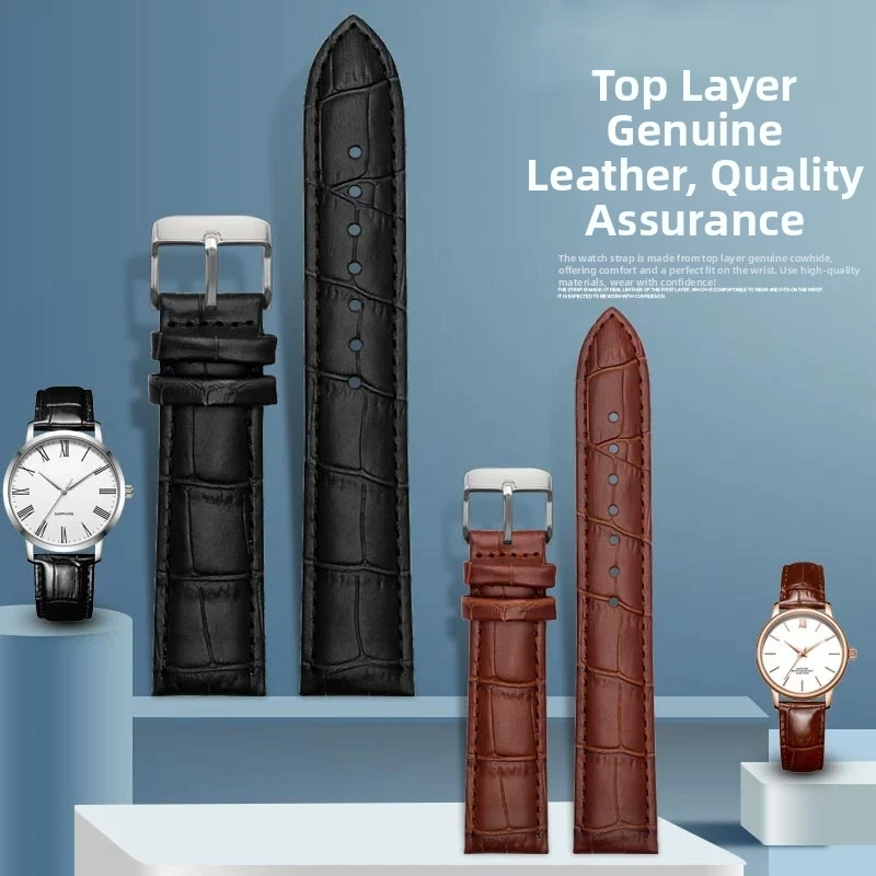 12 14 16 18 19 20 21 22 23 24mm First Layer Cowhine Watch Strap Soft Genuine Leather watchchband Men Women Wristband accessories