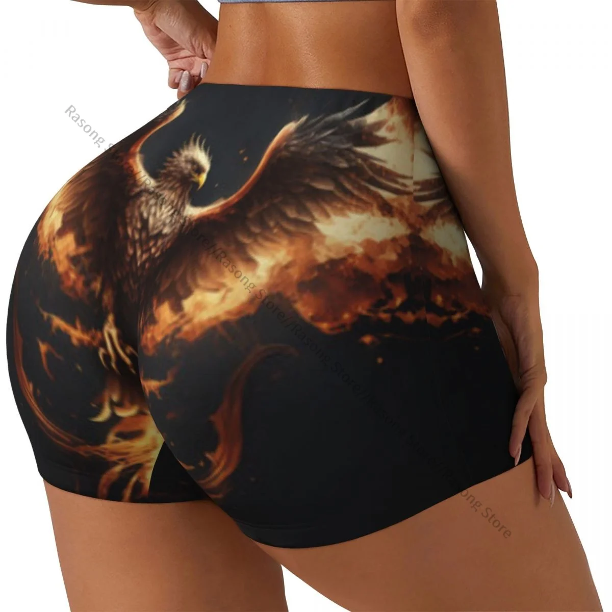 

Женские шорты для йоги Phoenix Rising From Fire With Wings Scrunch Booty Подтяжка ягодиц Комфортный фитнес-зал