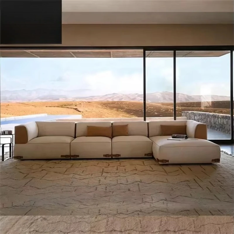 Marriage Personal Tufted White Sofa L Shape Comfortable Modern Modular Combination, Furniture Leather Sofa