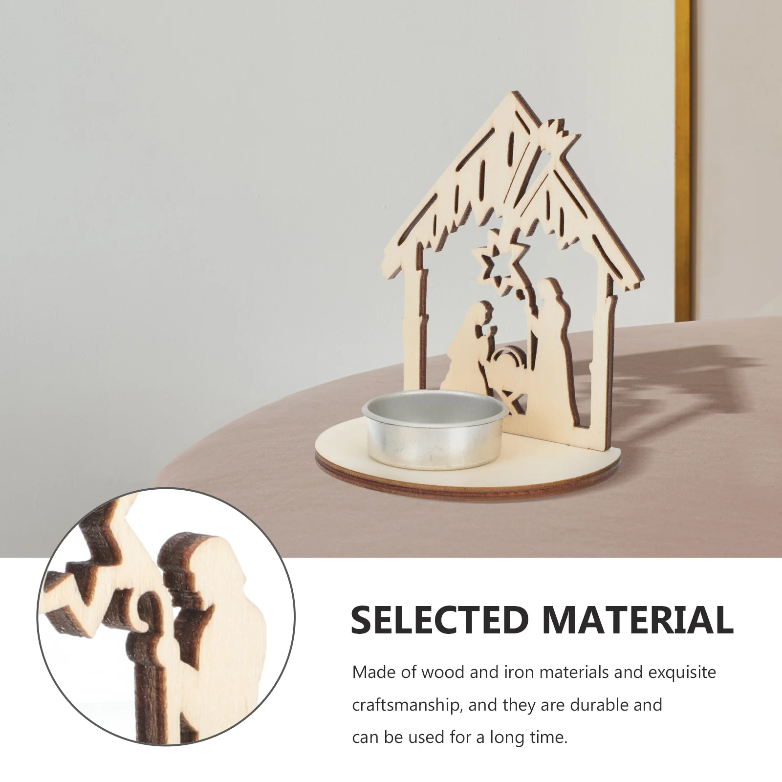 6Pcs Christmas Holder Wooden Candleholders Desk Decoration Use Creative Desktop Adornment Home Decor