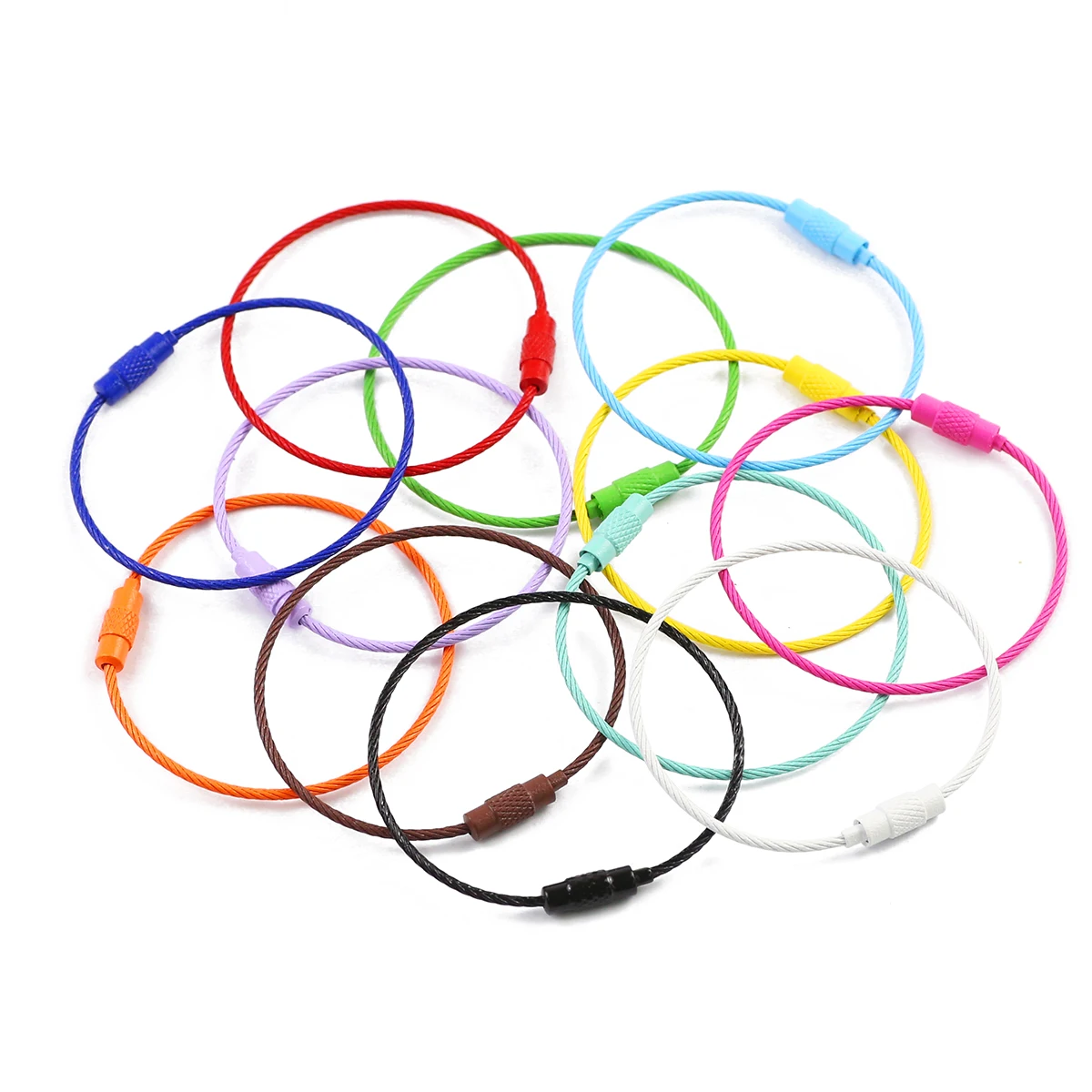2~20pcs 15CM Colorful Stainless Steel Wire Rope Pendant Key Clasp Chain Connector For Jewelry Bracelet Making DIY Accessories