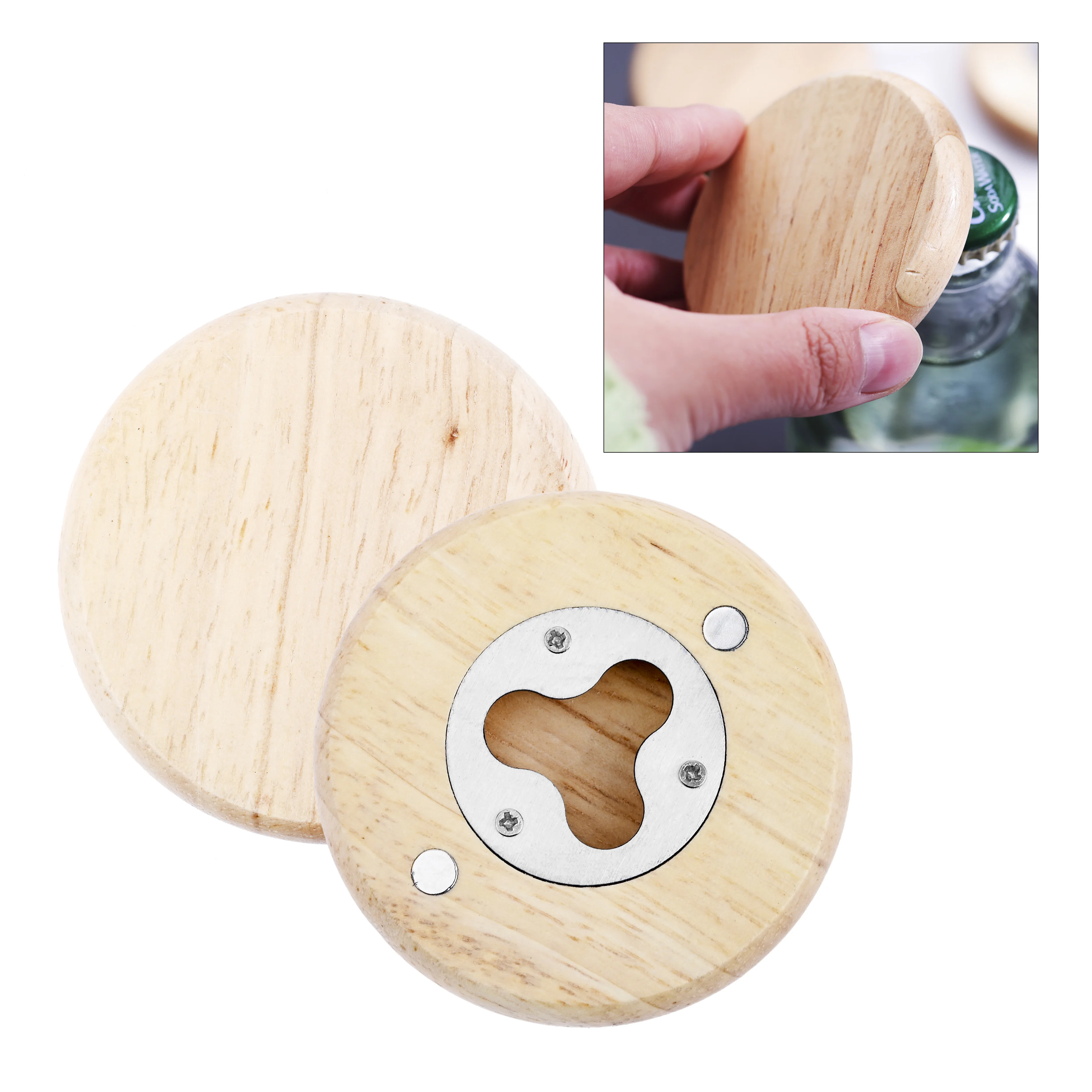 Wooden Handle Stainless Steel Bottle Opener Wine Beer Soda Glass Cap Bottle Opener for Christmas Wedding Party Kitchen Bar Tool