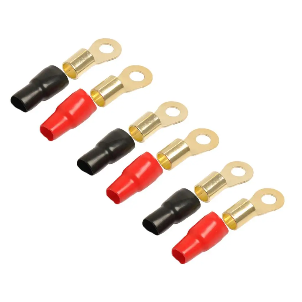 6 PCS Shrink Ring Connectors, 1/0 Waterproof Electrical Terminals - Insulated AWG for Automotive, Marine, Audio