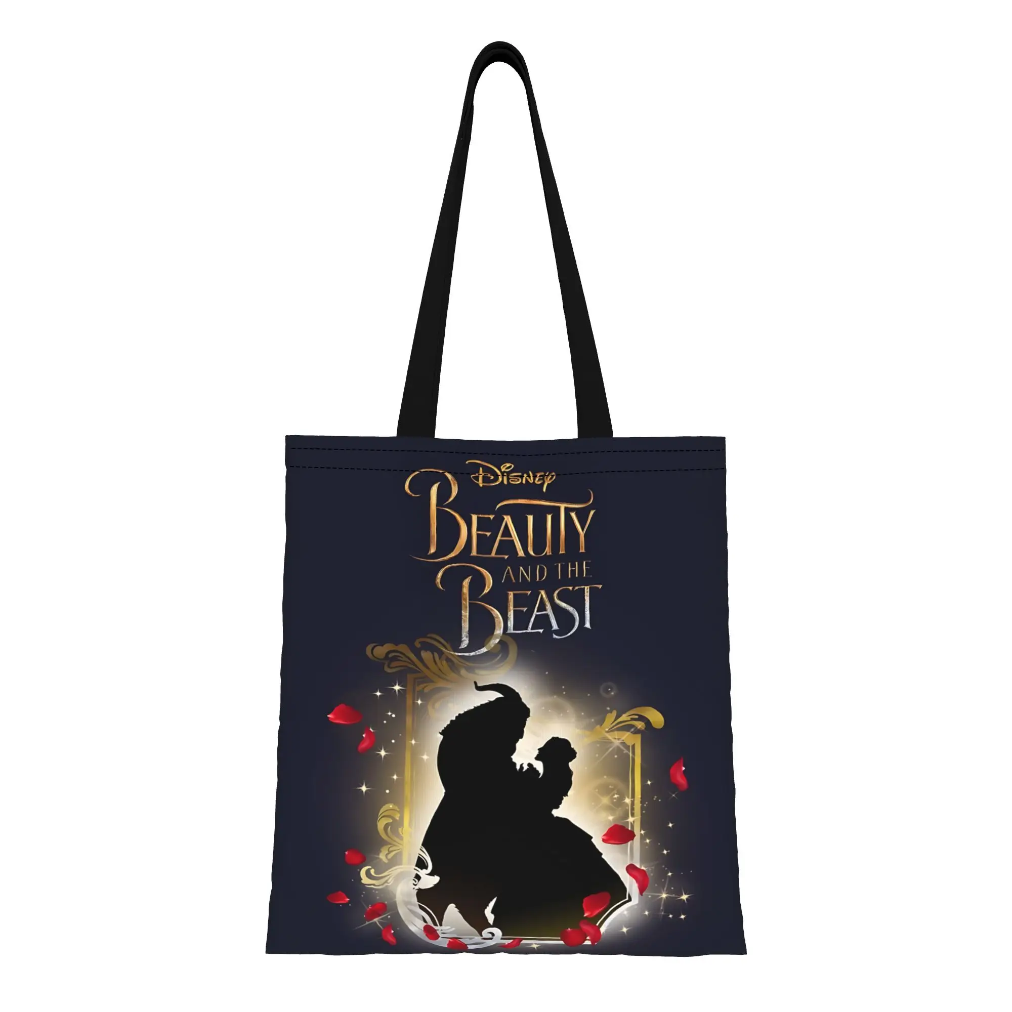 

1 шт. вместительная холщовая сумка-тоут с изображением Диснеевских героев «Красавица и Чудовище», складная, с шикарным узором, подарок на первый день учебы
