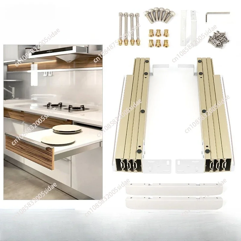 Kitchen Unit Extension Kitchen Island Pull Flat Push Hidden Slide Rail Cupboard Drawer Collapsible Table Guide Rail Hardware