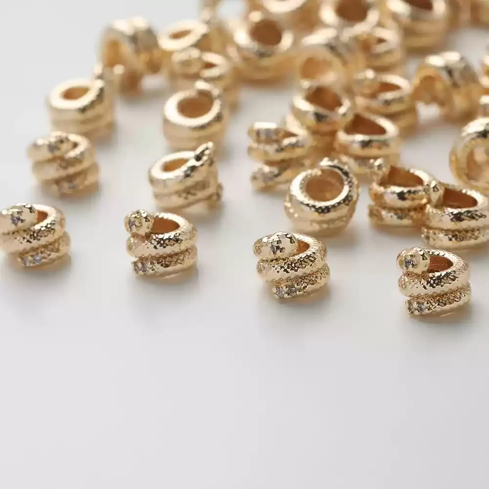 6 sztuk delikatny wąż serpentynowy projekt przegrody koraliki tworzenia biżuterii bransoletka naszyjnik dostarcza DIY mosiądz 14k pozłacane 7*6.6mm