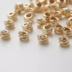 6PCS Dainty Snake Serpentine Design Septal Beads Jewelry Making Bracelet Necklace Supplies DIY Brass 14k Gold Plated 7*6.6mm
