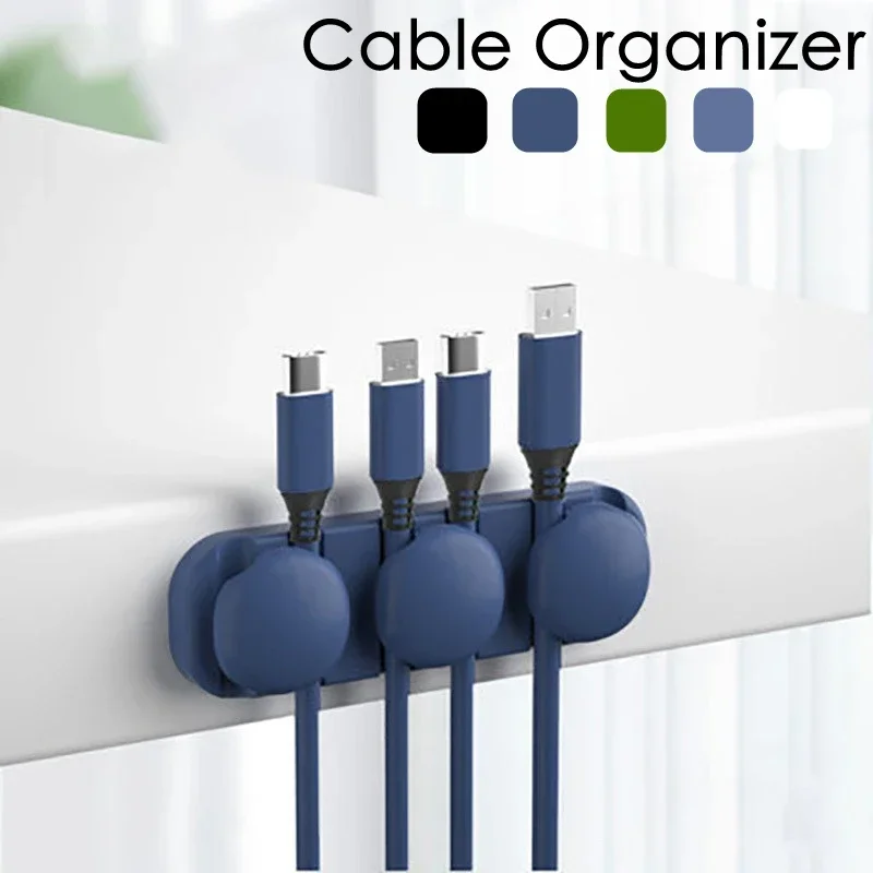 Phone Cable Organizer Silicone USB Cable Winder Desktop Tidy Cable Management Clips for Mouse Headphone Wire Organizers