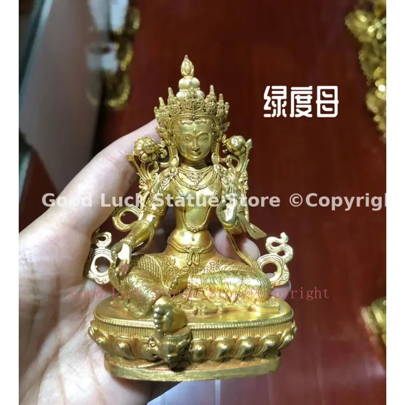 Wholesale Buddhist supplies family bless safe health good luck high grade Nepal Green Tara Guan yin Buddha statue Small size