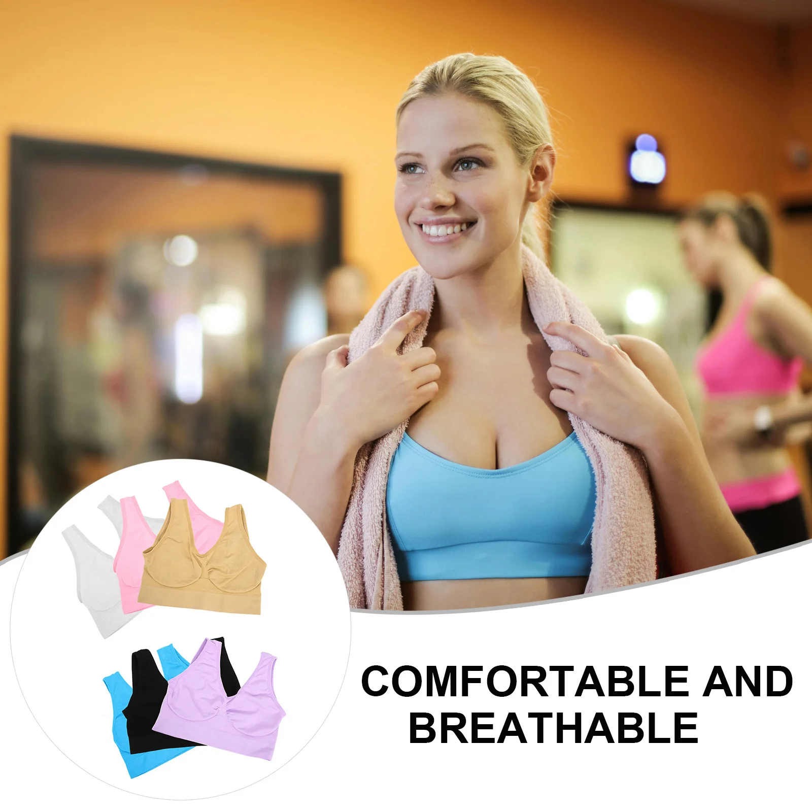 6 قطعة سترة رياضية Wirefree تصميم سلس لا الكتف الظهر الانزعاج أحجام مختلفة تنفس ماصة للعرق مرونة عالية