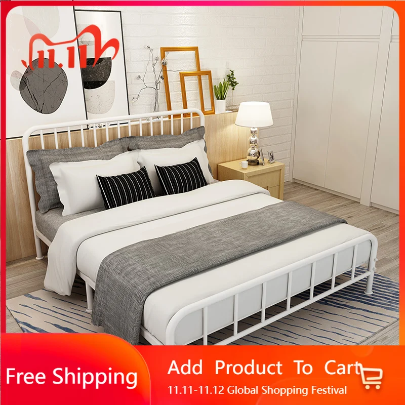 

European Wrought Iron Bed Minimalist Double Designer Modern Princess Iron Bed Adult High Quality Muebles Lounge Suite Furniture