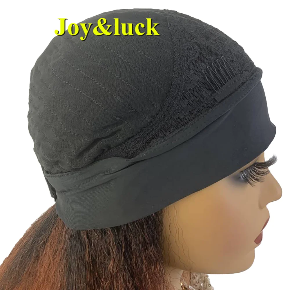 Peluca con diadema recta Yaki sintética, peluca de pelo femenino suave y esponjoso de buena calidad, longitud media, Natural, marrón y rojo