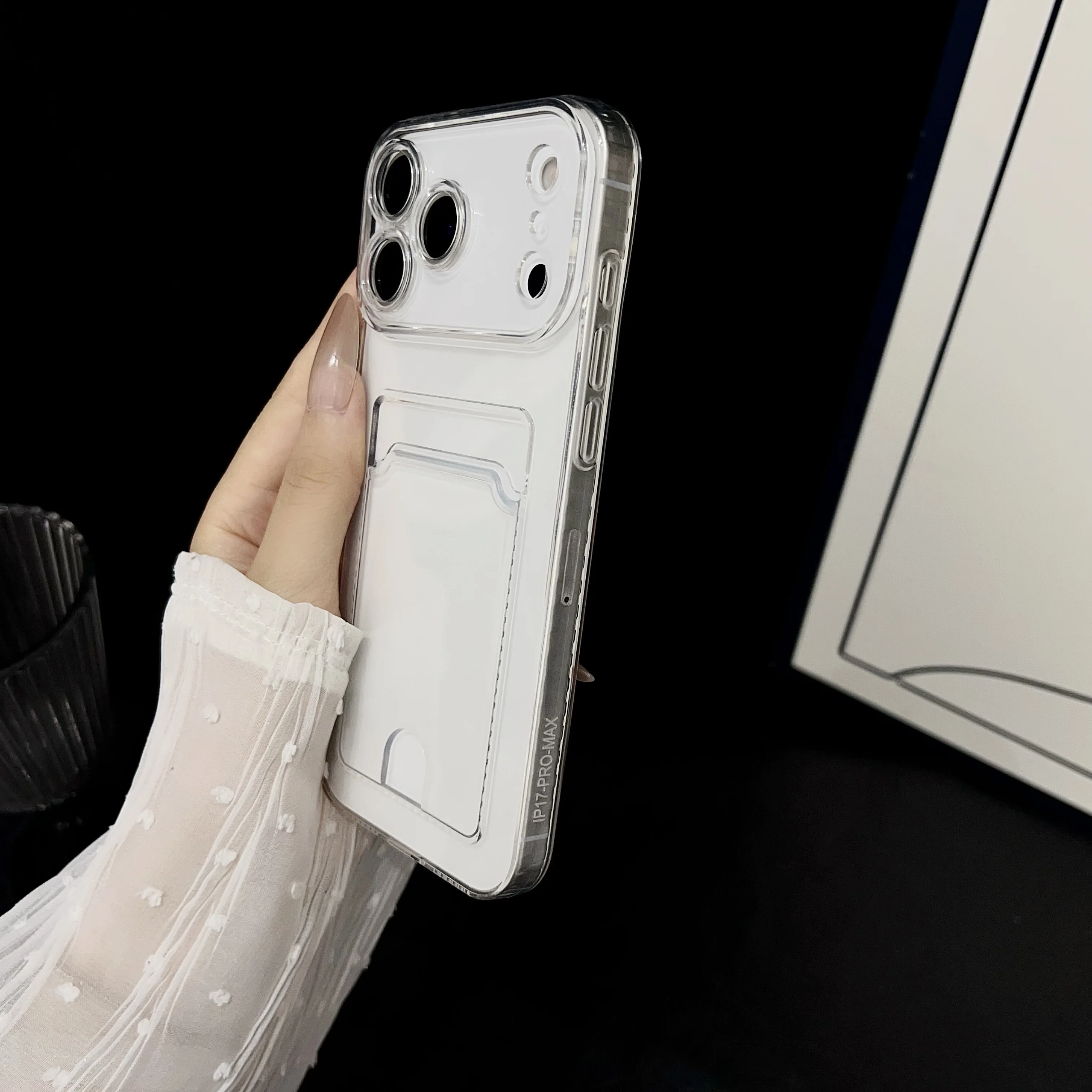 حافظة هاتف شفافة مع حقيبة للبطاقات، غطاء حماية فتحة بطاقة الصراف الآلي لهاتف آيفون 17 AIR 16 15 14 13 12 11 Pro Xs Max Mini 16e X XR 7 #4