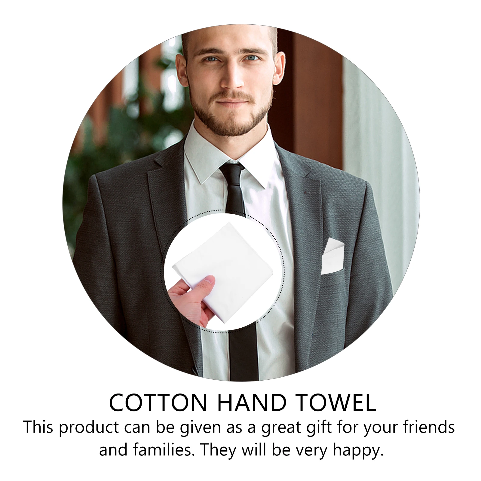 

1pc Cotton Handkerchief For Men White Square Pocket Lightweight Sweat Absorbent Multi-Function Travel Handkerchief Hand Pocket