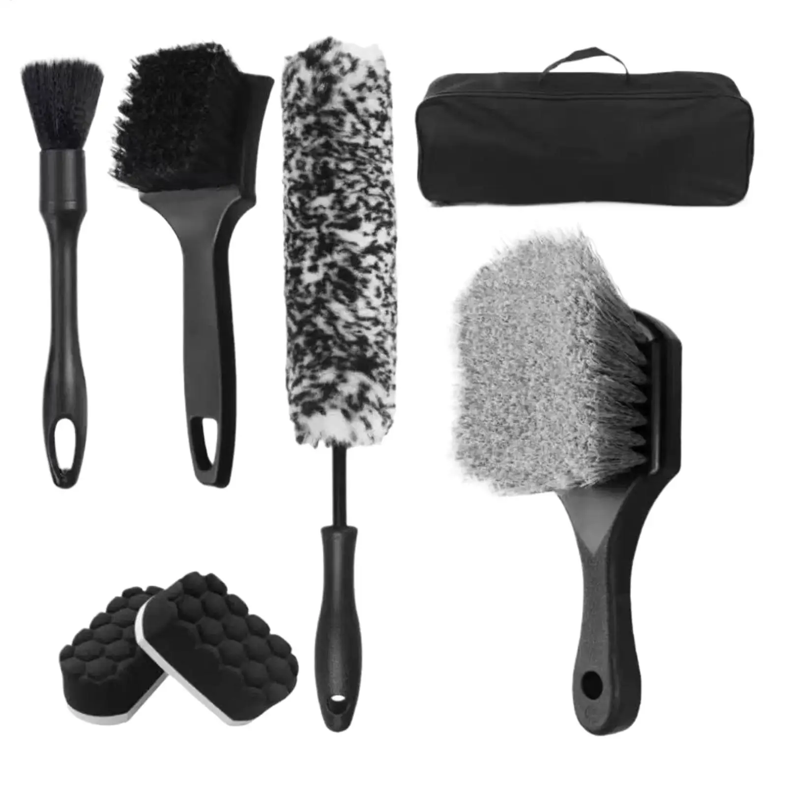 Wheel Cleaning Kit Auto Maintenance with Carry Bag Wheel and Tire Cleaner Brush Set for Home Garage Parking Lot Truck Caravan RV