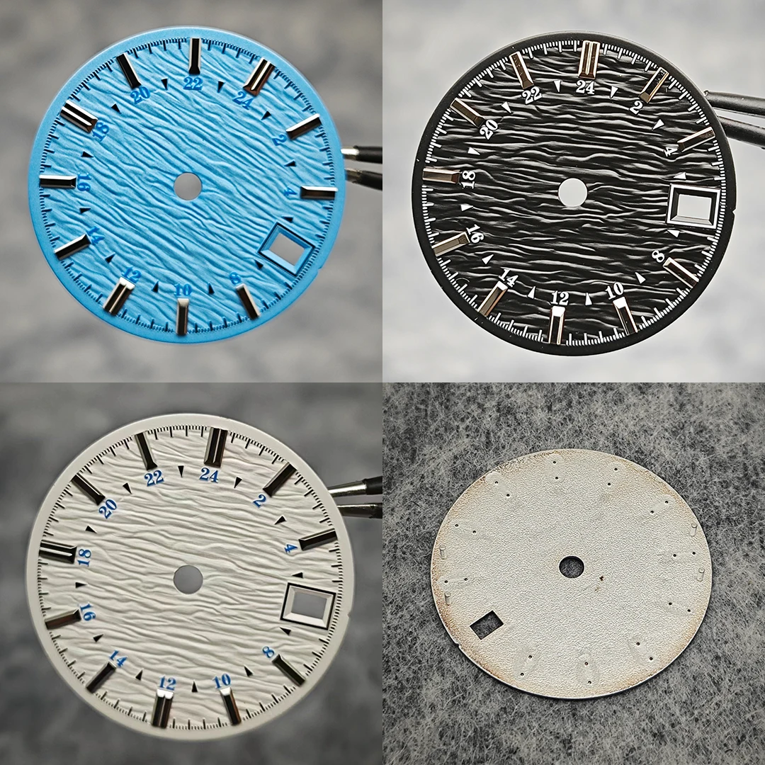 28.5mm DIY Watch Dial Water Ripple Surface Number Inner Circle with Single Calendar Watch Accessory for NH35 / NH34 Movement