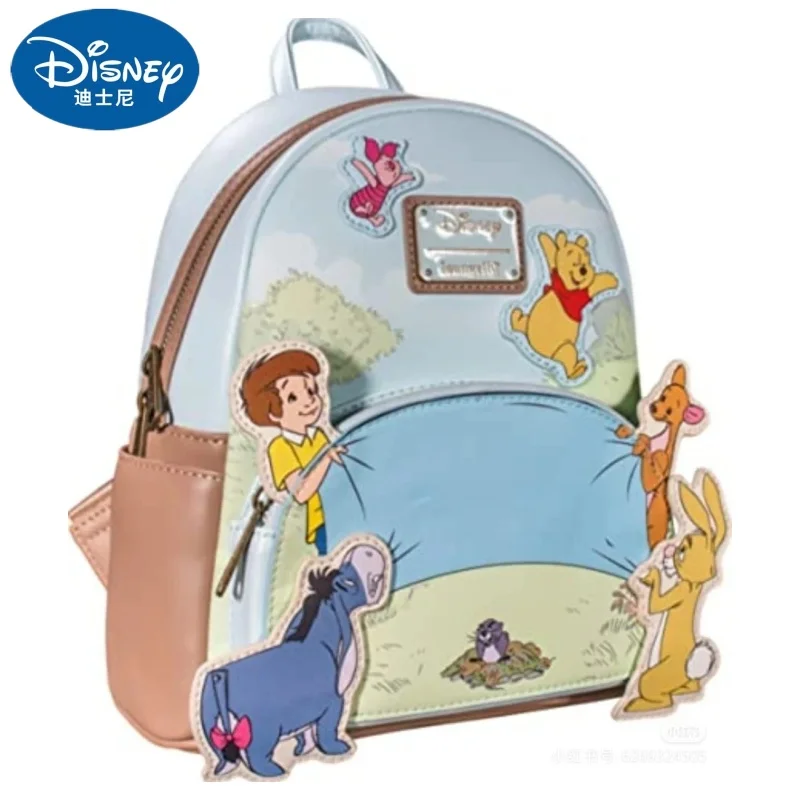 

New Disney Winnie Bear And Friends Mini Backpack Women Pu Leather Double Shoulder Bag Cartoon Eeyore Tigger Peripherals