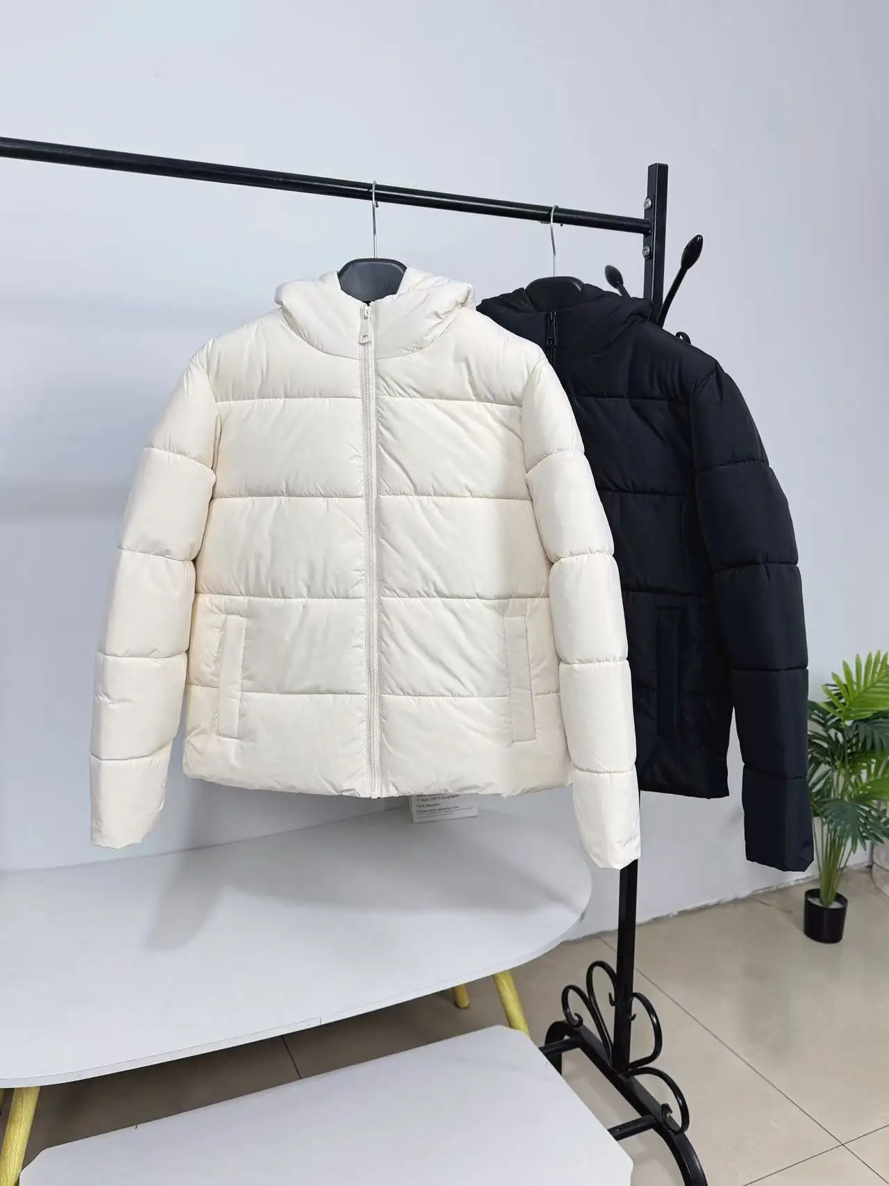 

Warm Cotton Jaet Women's Autumn Winter Basic Sle Loose Casual Hooded Outerwear Comfortable Coat Zipper Closure Color