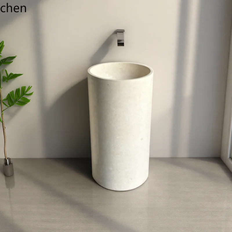 ZML natural marble column basin toilet art stone hand wash basin