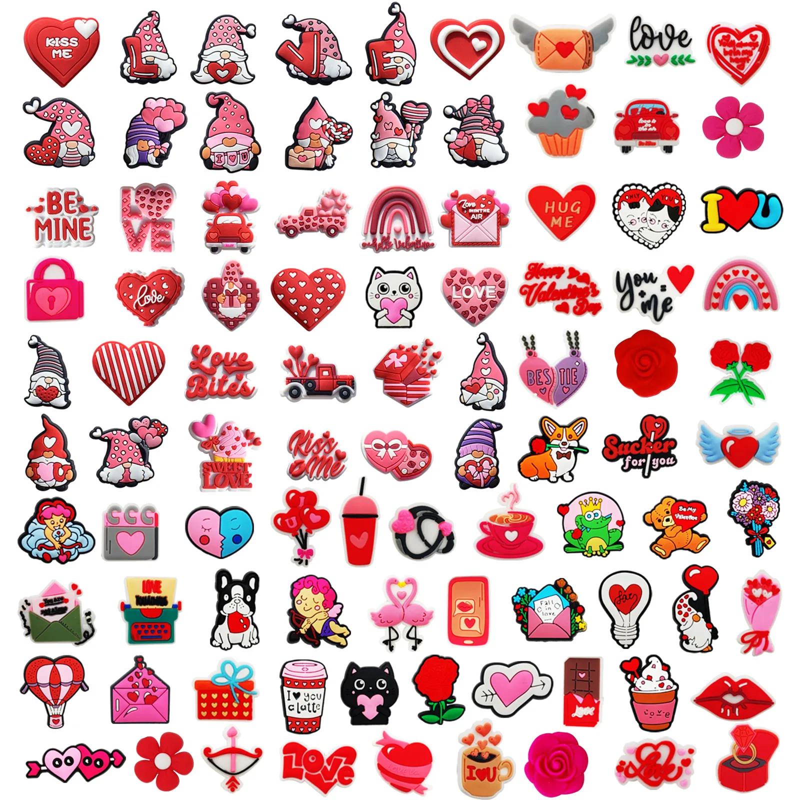 Aleatório 15/25 peças amuletos de sapato da série dia dos namorados para sandálias de sapato bolsas de praia, acessórios de decoração de sapato diy alfinetes de sapatos