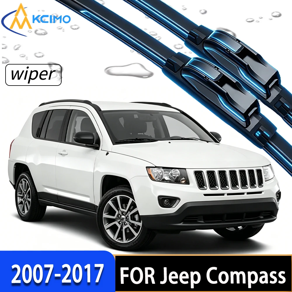 

Stable Wiping Front Windscreen Wiper Blades with Anti-Aging Rubber, Direct Fit for Jeep Compass MK49 2007-2017