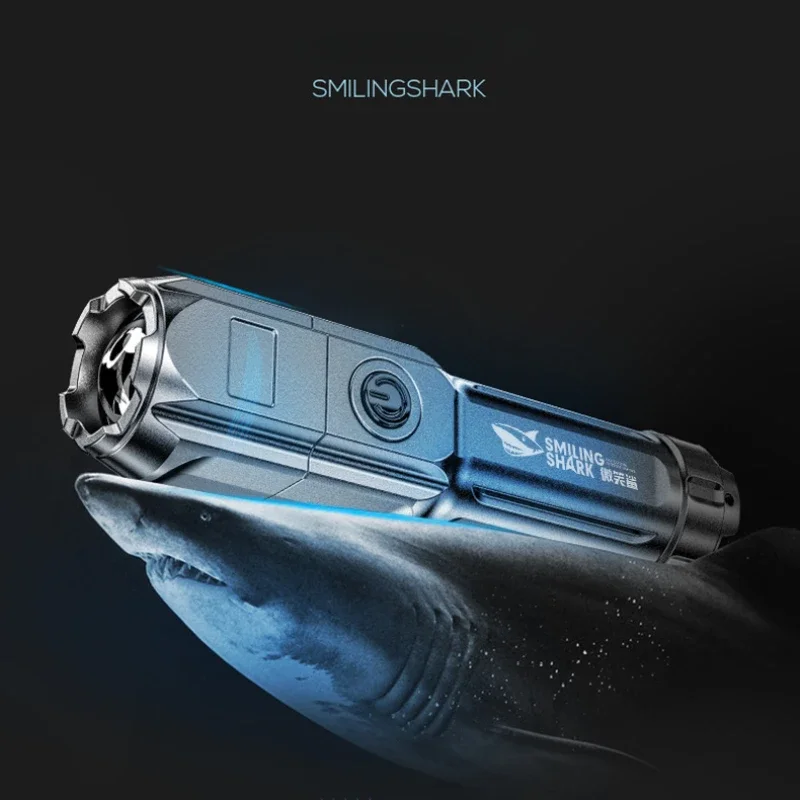 Xiaomi SMILING SHARK Ultra Bright Flashlight ABS Strong Light Focusing Led Flash Light Rechargeable Zoomable Lantern Home Torch