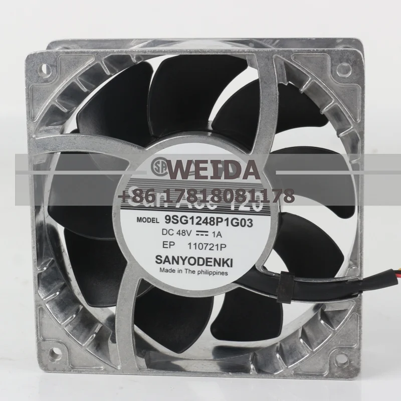 Sanyo 12V 24V DC48V 1A AC EC 12038 120X120X38MM 12CM PWM High-temperature Resistant Metal Frame 4-wire 9SG1248P1G03 Cooling Fan
