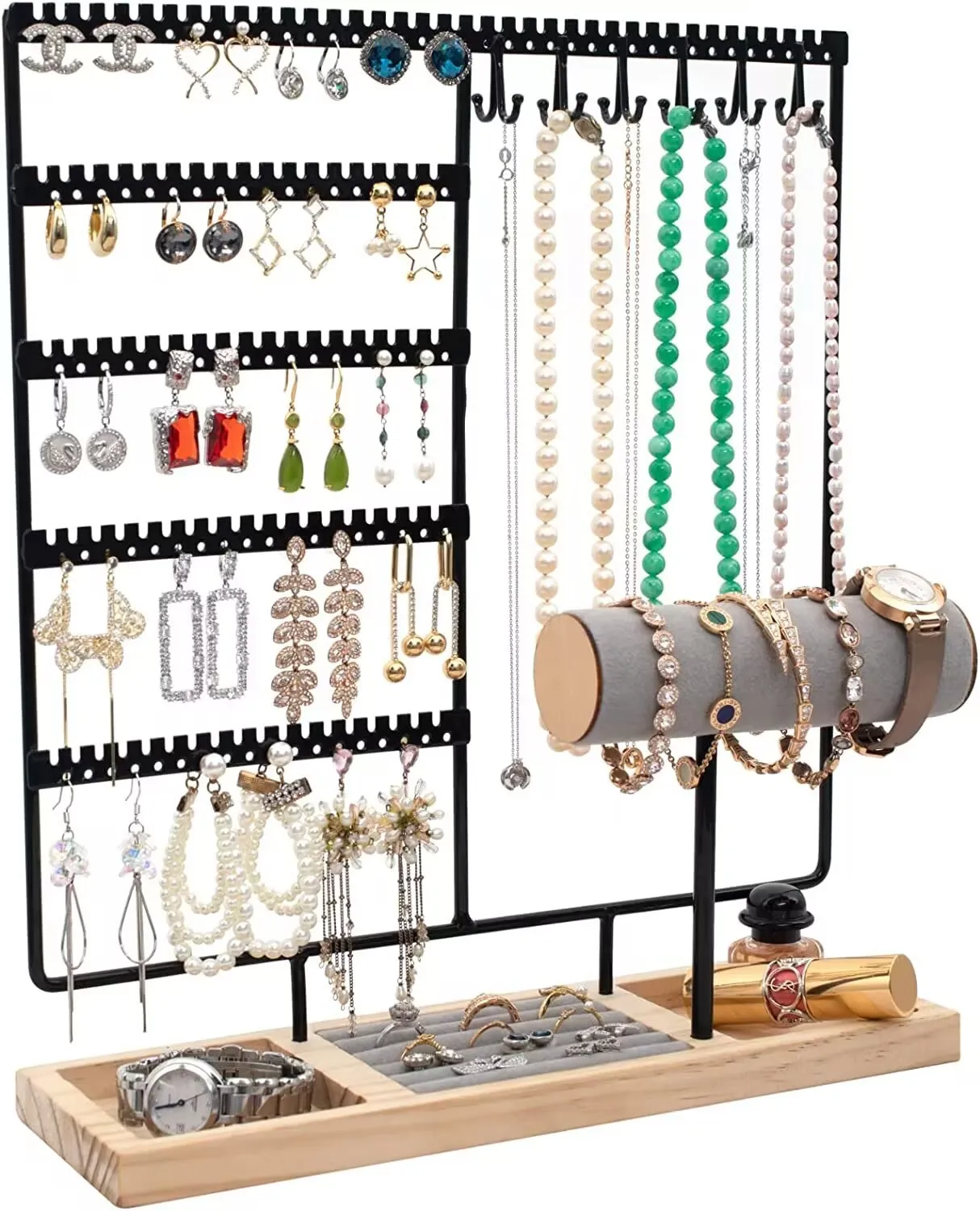 Jewelry Organizer Stand, Earring Holder Organizer with 108 Holes, Jewelry Stand with Bracelet Holder, Jewelry Holder