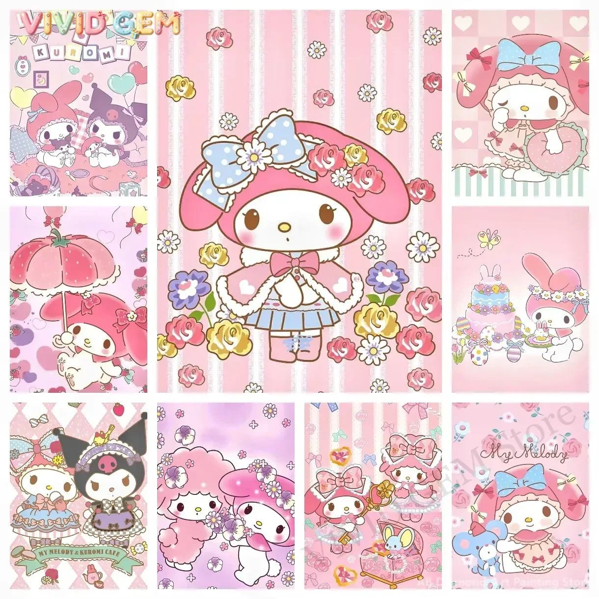 Diamond Painting My Melody Sanrio Diamond Mosaic Handmade Art Exquisite Creative Gift Home Decoration