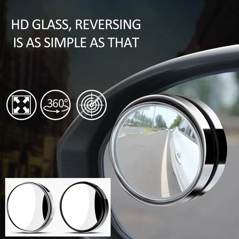 Blind Spot Mirror For Cars Round Shaped HD Glass Blind Spot Mirror Auto Blind Spot Mirrors Wide Angle Mirror Convex Rear View