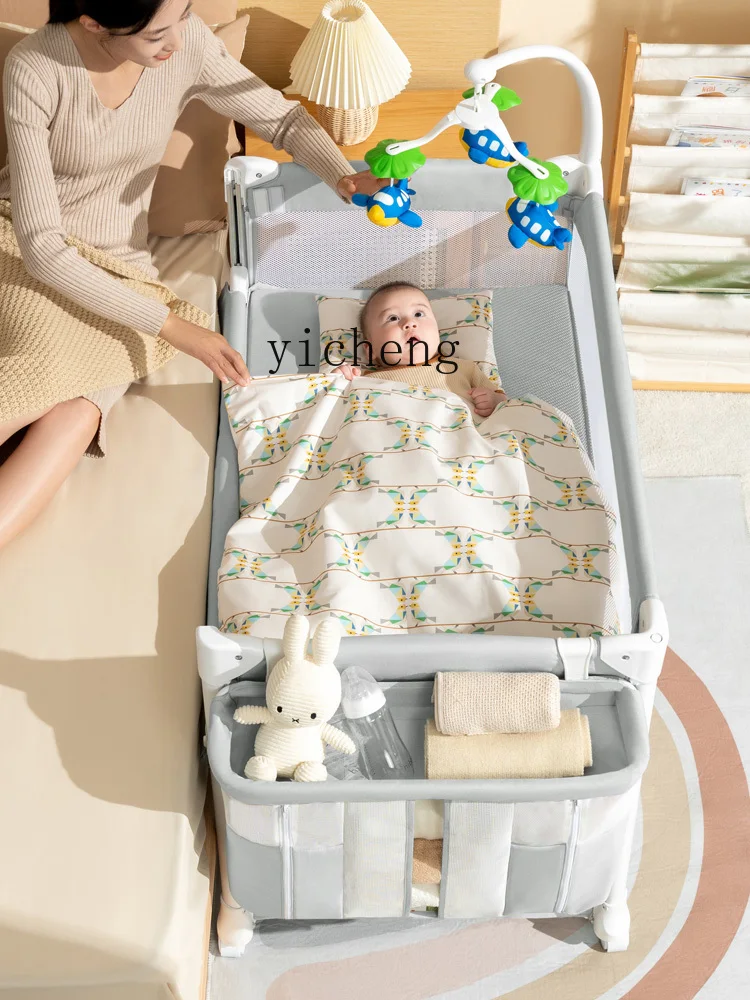 Tqh Crib Stitching Bed Newborn Babies' Bed Multi-Functional Portable Foldable Bed