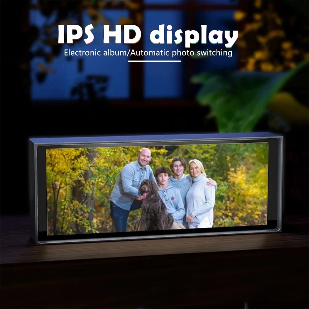 CJSD-RGB Smart Digital Photo Frame Clock, APP Controlled Quantum Clock, IPS Color Display Dispaly Screen DIY Gaming Desktop Lamp