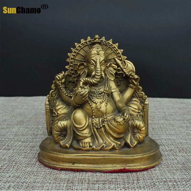 Pure Copper Thai Elephant Trunk Wealth Ornaments Tianmu Like Indian Dharma Protector God  Home Accessories Living Room Decor