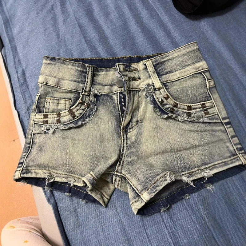 American slim fit denim shorts women's high waisted super shorts summer slim fit fashion INS style sexy super shorts