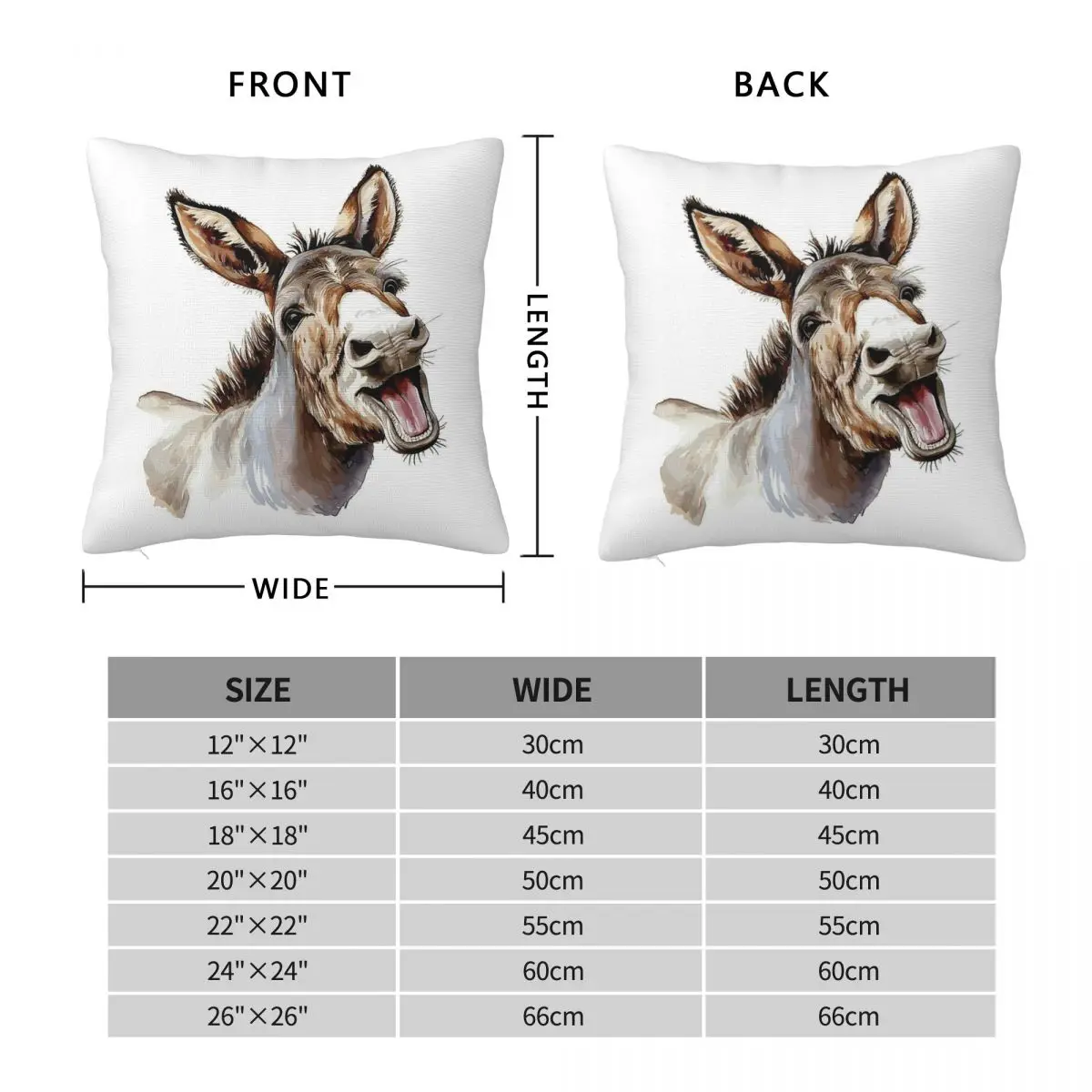 Happy Laugh Donkey Square Pillowcase Polyester Linen Velvet Printed Zip Decor Throw Pillow Case Home Cushion Case Wholesale