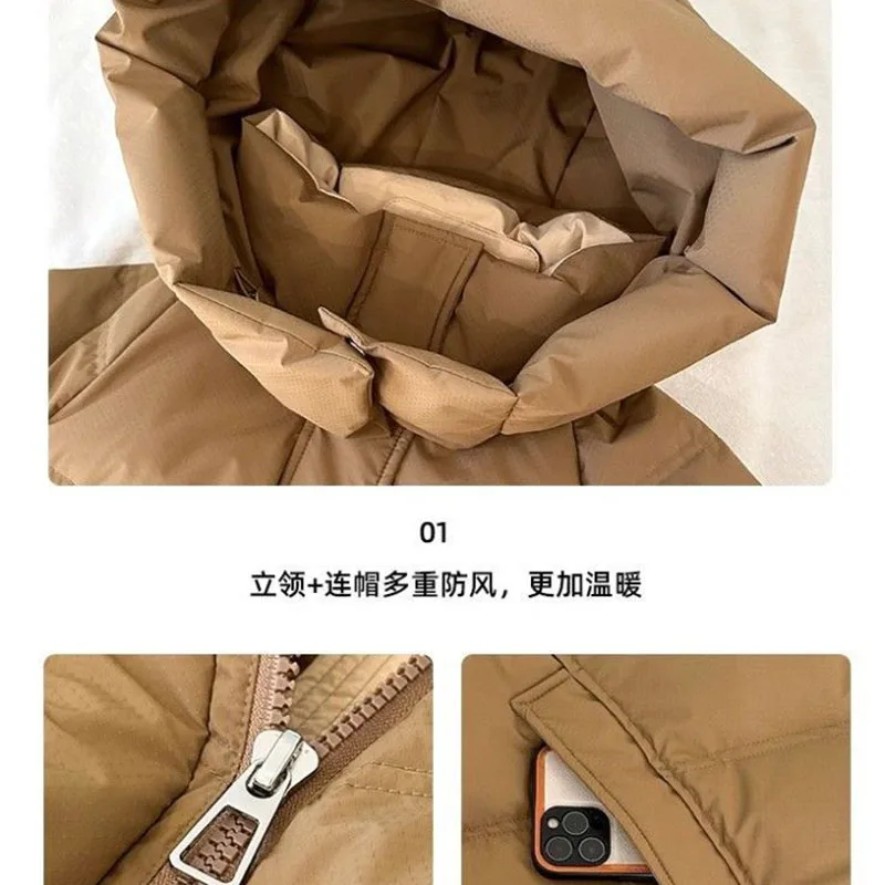 Women's Winter Hooded Down Cotton Jacket New Short Korean Y2K Thick Warm Parkas Coat Loose Casual College Windproof Outwear Top - Image 5