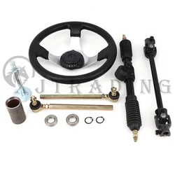 300mm Steering Wheel Assembly 420mm Gear Rack Pinion 380mm U Joint Tie Rod Knuckle Assy For Chinese 110cc Go Kart Quad Parts