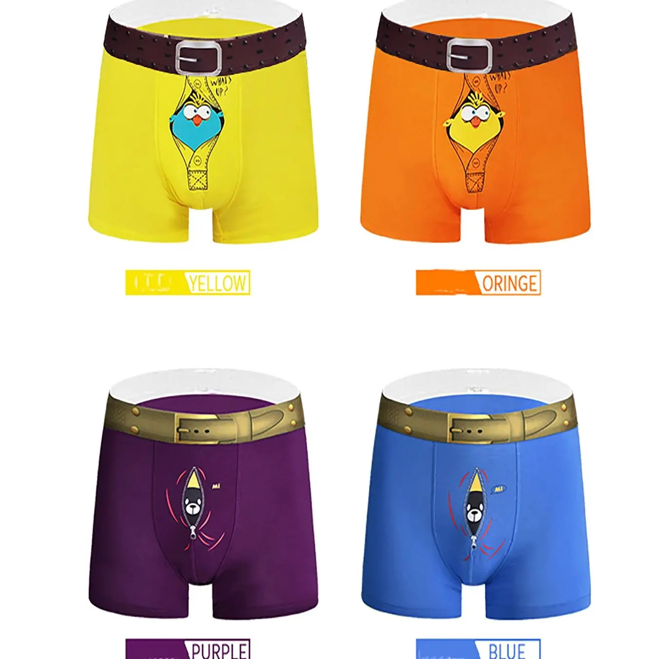 

4pcs plus size chubby men's underwear, cute cartoon sexy, can be worn up to 120KG chubby boys' boxy underwear