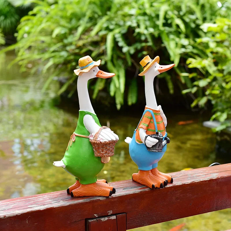 Resin Duck Animals Statues Garden Ornaments for Sculpture Decor Pond Duck Houses Outdoor Garden Courtyard Craft Decorations