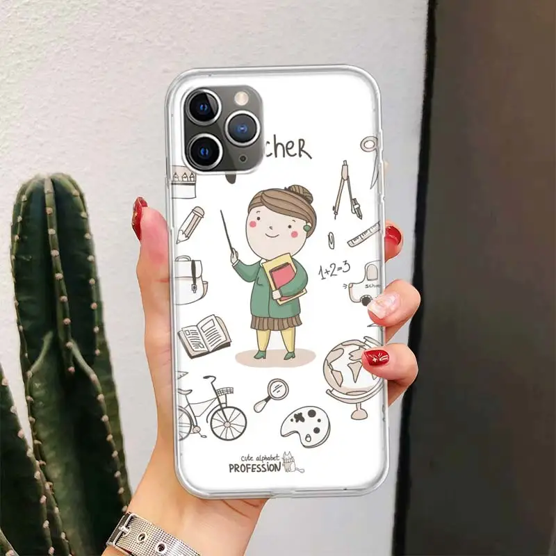 Cute Profession Teacher Doctor For iPhone 16 15 14 13 12 11 Pro Max Phone Case X XS XR 7 Plus Print 8 SE Apple Fundas Cover Coqu