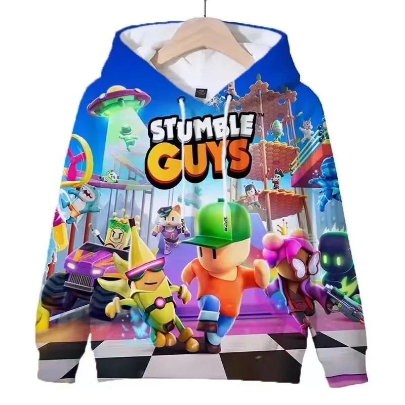 

All-Season Stumble Guys Pullover Hoodie - Official Licensed 3D Digital Print Art for Adults