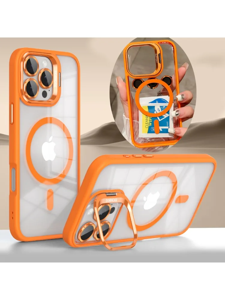 Metalowa obudowa z uchwytem na aparat do iPhone 17 16 15 14 13 12 11 Pro Max Plus, kompatybilna z MagSafe, z magnetycznym szklanym szkłem ochronnym na obiektyw i uchwytem na telefon. — 2