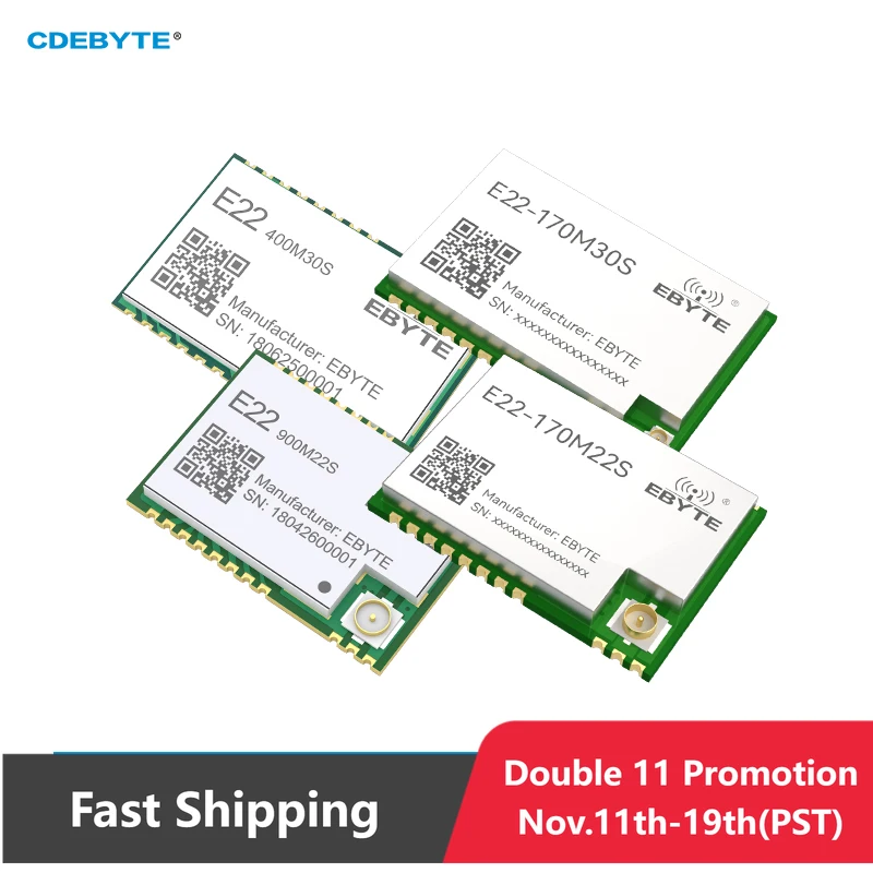 

Модуль радиочастотного приемопередатчика SX1268 32 м, высокоточный TCXO LoRa, расширенный спектр 433/470 МГц CDEBYTE E22-400M33S 2 Вт SPI SMD 16 км