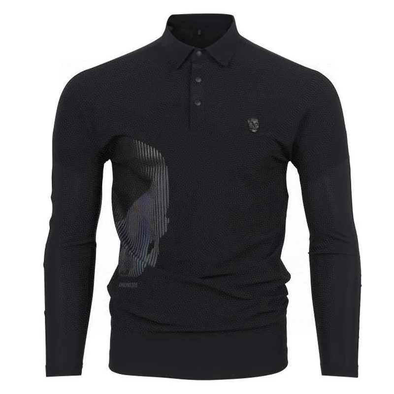 Golf Polo Shirt Men's Autumn Spring Outdoor Casual Collar Chic Long Sleeved Golf Top Fashionable Man Golf Clothes