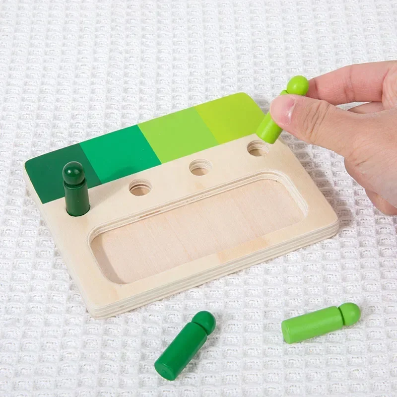 Juguete Montessori de madera para niños, sistema de detección de Color, tablero de inserción de madera de entrenamiento, juego cognitivo de colores, juguete educativo para niños, 24 colores