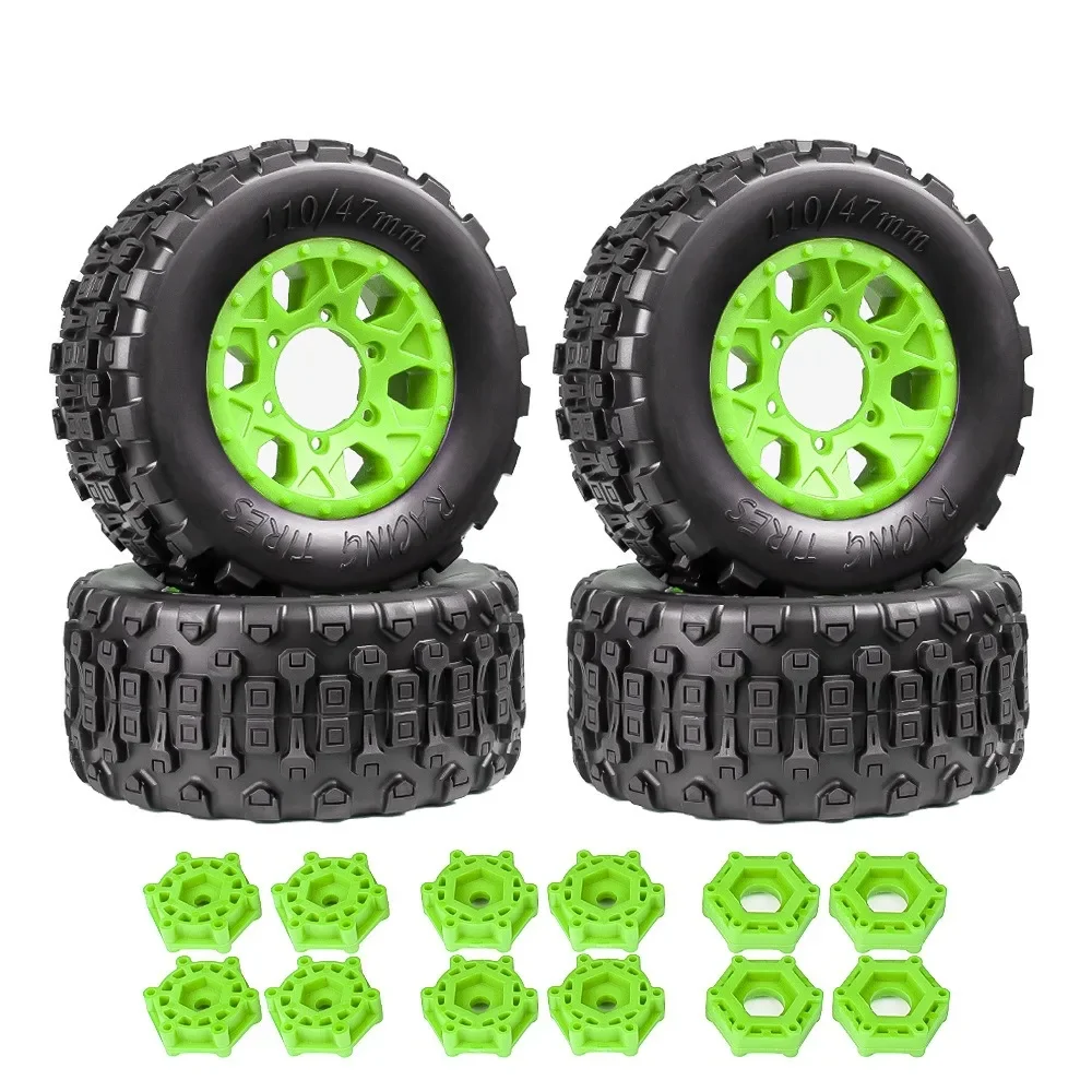 RC Car Tires 4pcs 110mm Rubber Tire Tyre for 12MM 14MM 17MM Replacmenet for TRX HSP Tamiya HPI Off-Road Vehicle Short TrucRC Car