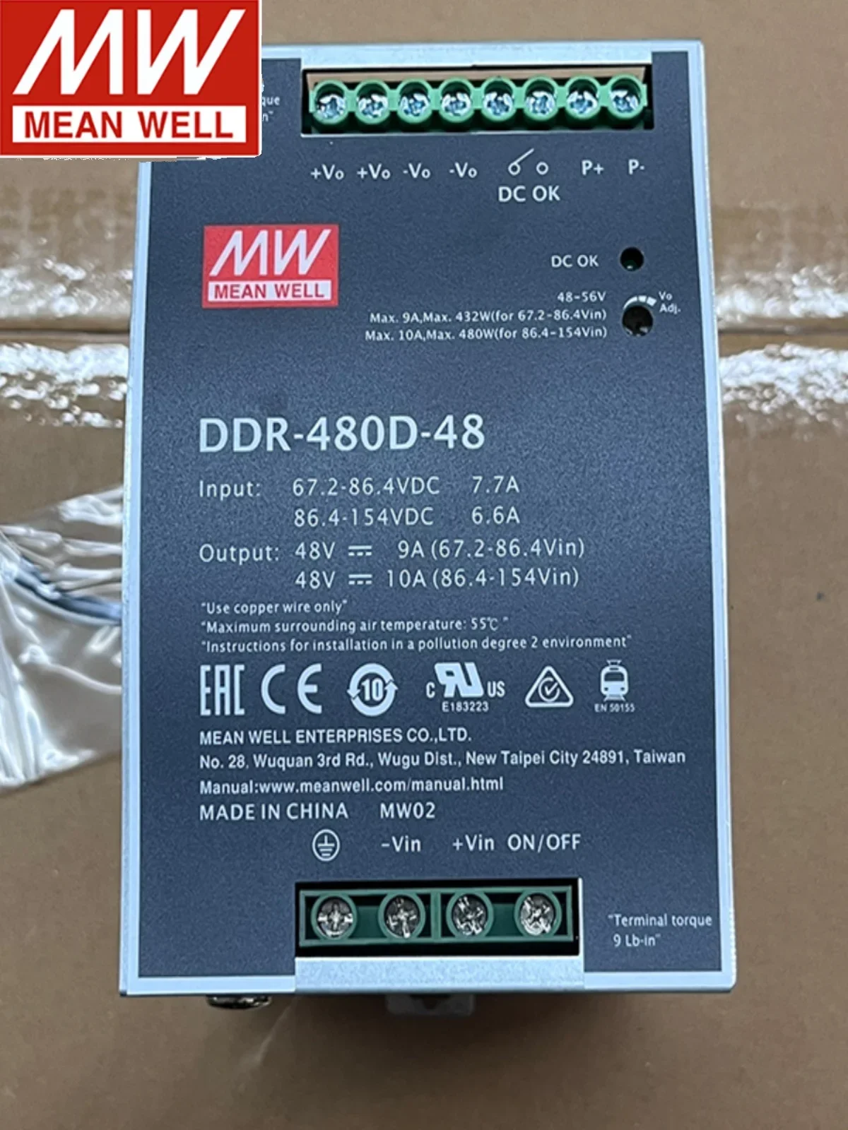 Taiwan Mingwei DCDC Switching Power Supply DDR-480B/480C/480D 480W To DC 12V 24V 48V