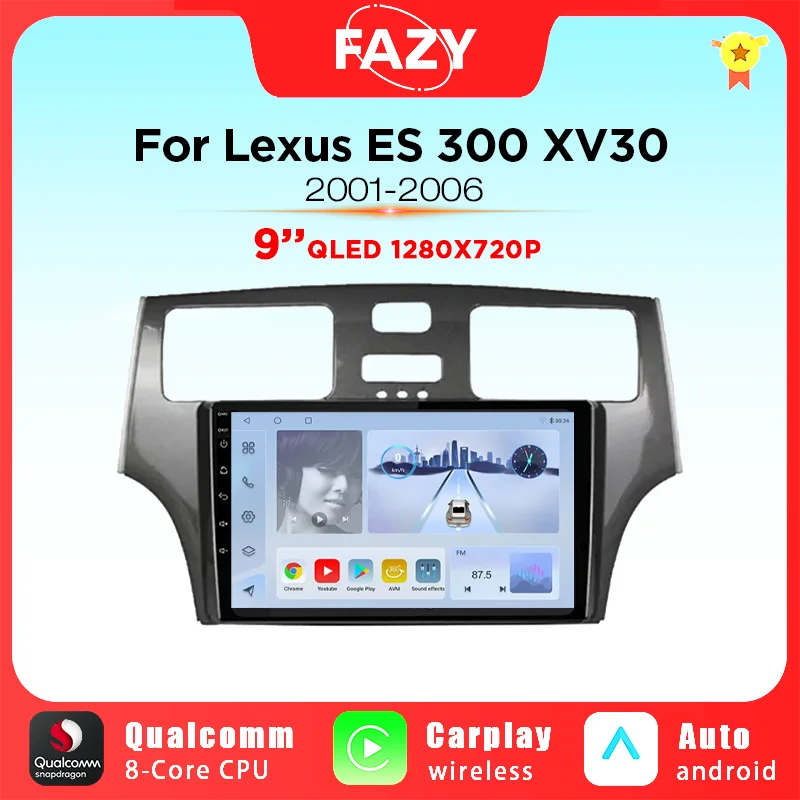 

Android Monitor QLED Screen For Lexus ES300 ES 300 ES330 XV30 ES 330 2001-2006 Wireless Carplay Stereo Multimedia Video Navi GPS