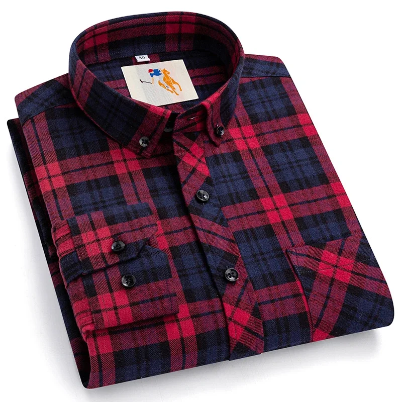 New Cotton Plaid Flannel Long Sleeve Casual Shirts For Men Plus Size England Youth Preppy Chic Autumn Winter Clothes Top Shirts