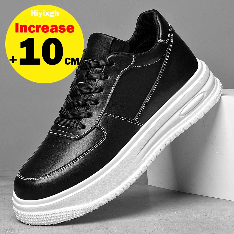 Men's Genuine Leather Elevator Height Lift Shoes Men's Height Increase 8cm Casual Invisible Inner Height Increase 10cm Sneakers